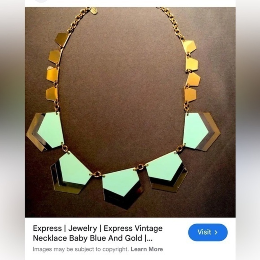 Vintage Express Blue and Gold Geometric Necklace